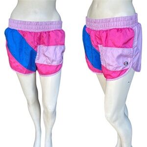 EUC Champion Pink & Blue Colorblock Iced Cake Crinkle Shorts - Size Large